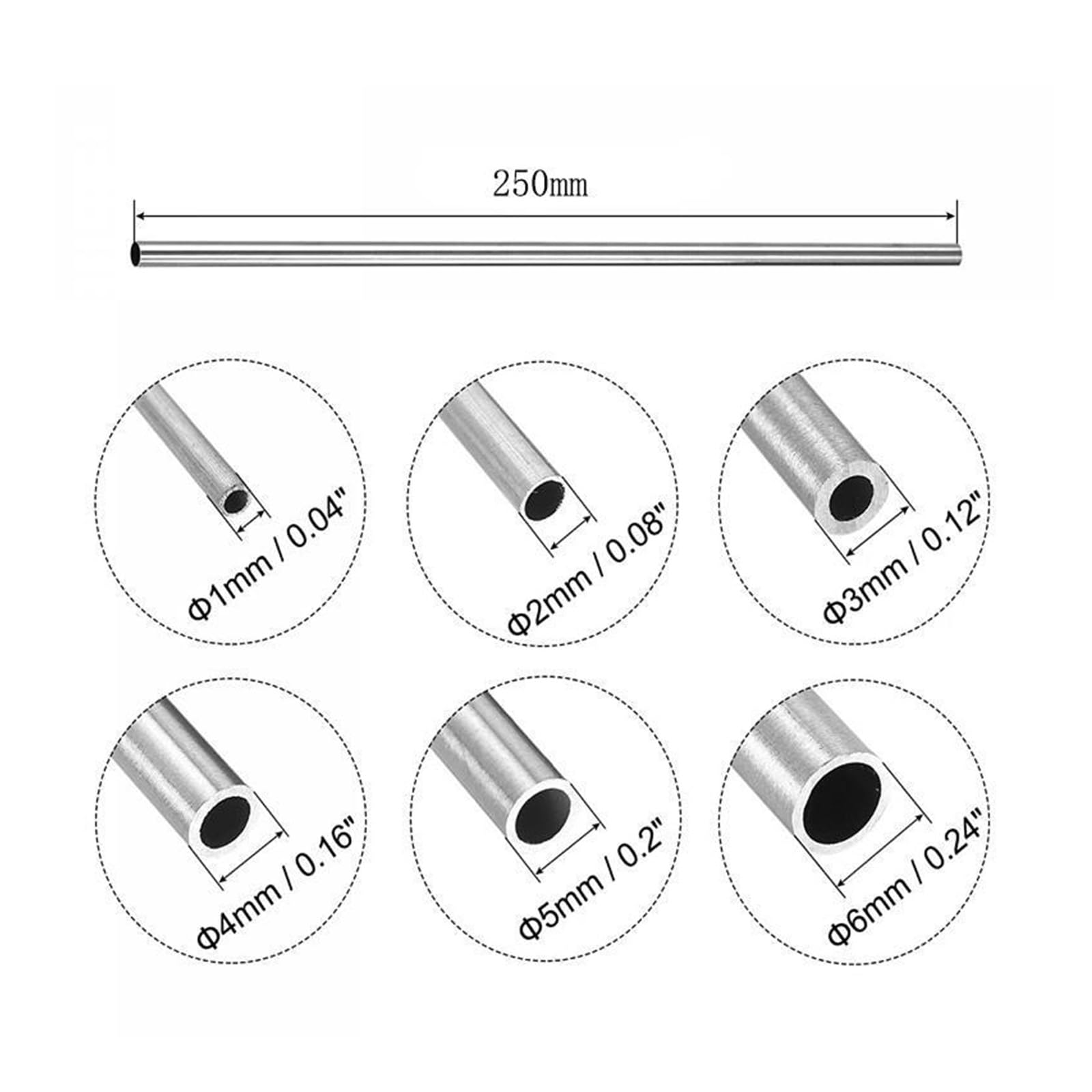 Kupferrohr, Kapillarrohr aus Edelstahl 304, Außendurchmesser 1/1,5/2/3/5/6/8/10/12 mm, gerade Länge 250/500(1.5x1.1x500mm 10pcs)