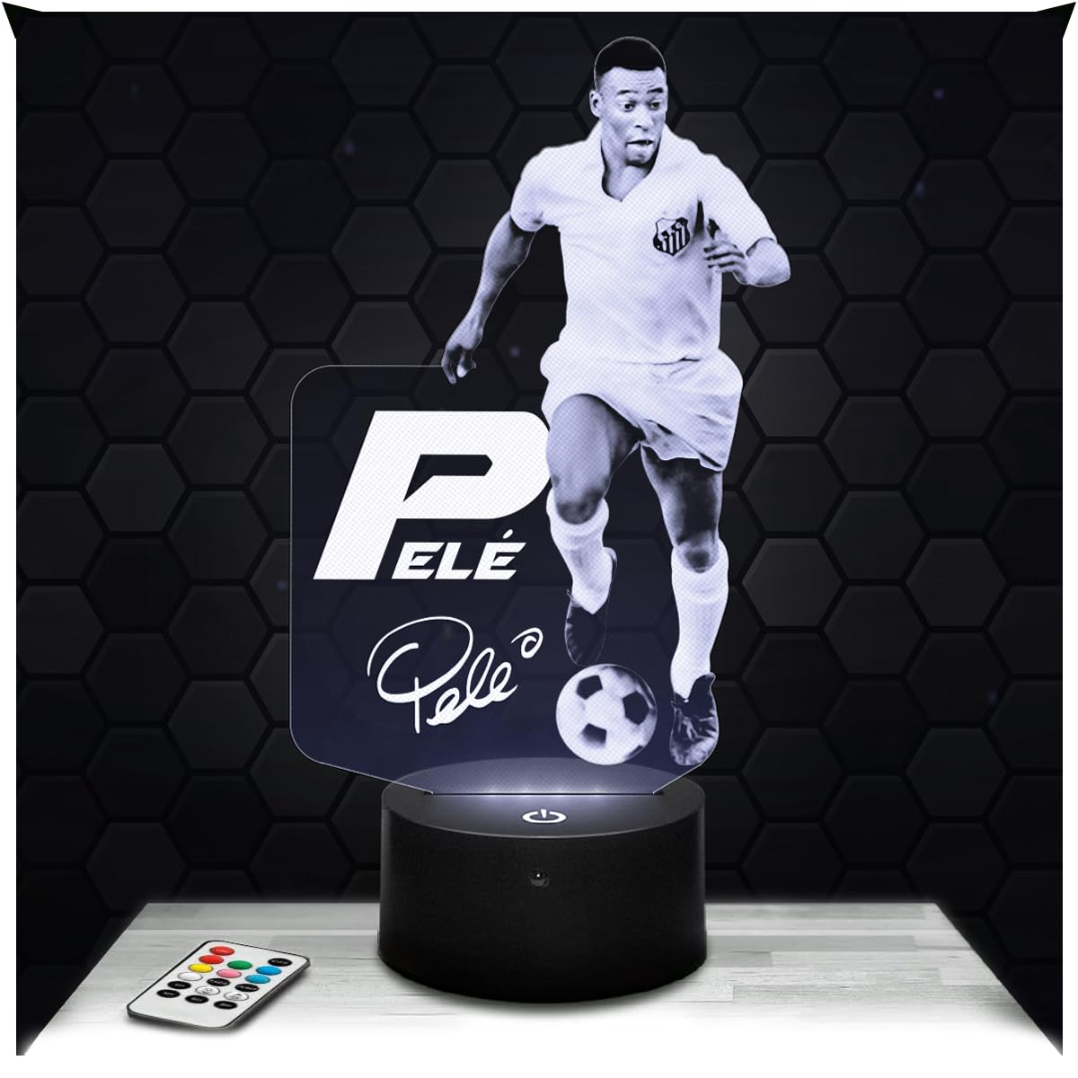Lampephoto.fr - Pele Football 3D Lamp, Footballer Night Light 3D LED Illusion Lamp, Gift idea for Boys and Girls, Night Light for Children's or Adult's Bedroom, Led Bedside, Gifts Merchandising