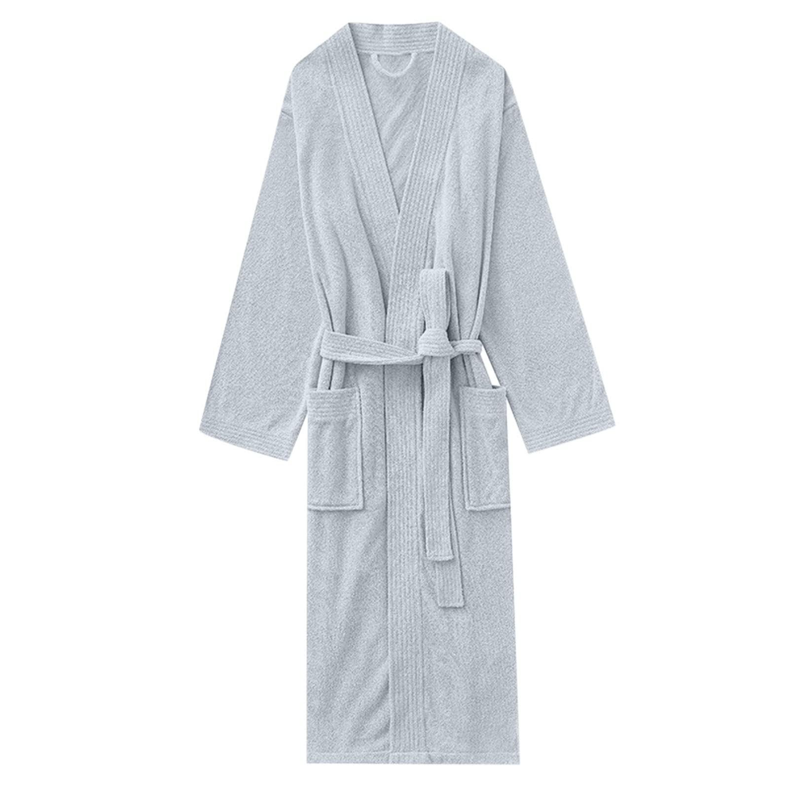Peignoir moelleux sans capuche pour femme - Peignoir long en tissu éponge