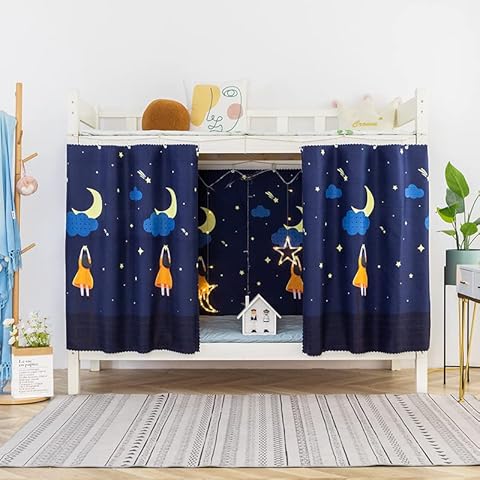 YMMMY ROSE Thicken Bunk Bed Curtains Privacy Bed Canopy Drapes Blackout Bottom Bunk Bed Curtains Breathable Dustproof Cloth Curtains Loft Bed Dorm Curtain 2 panels Cover