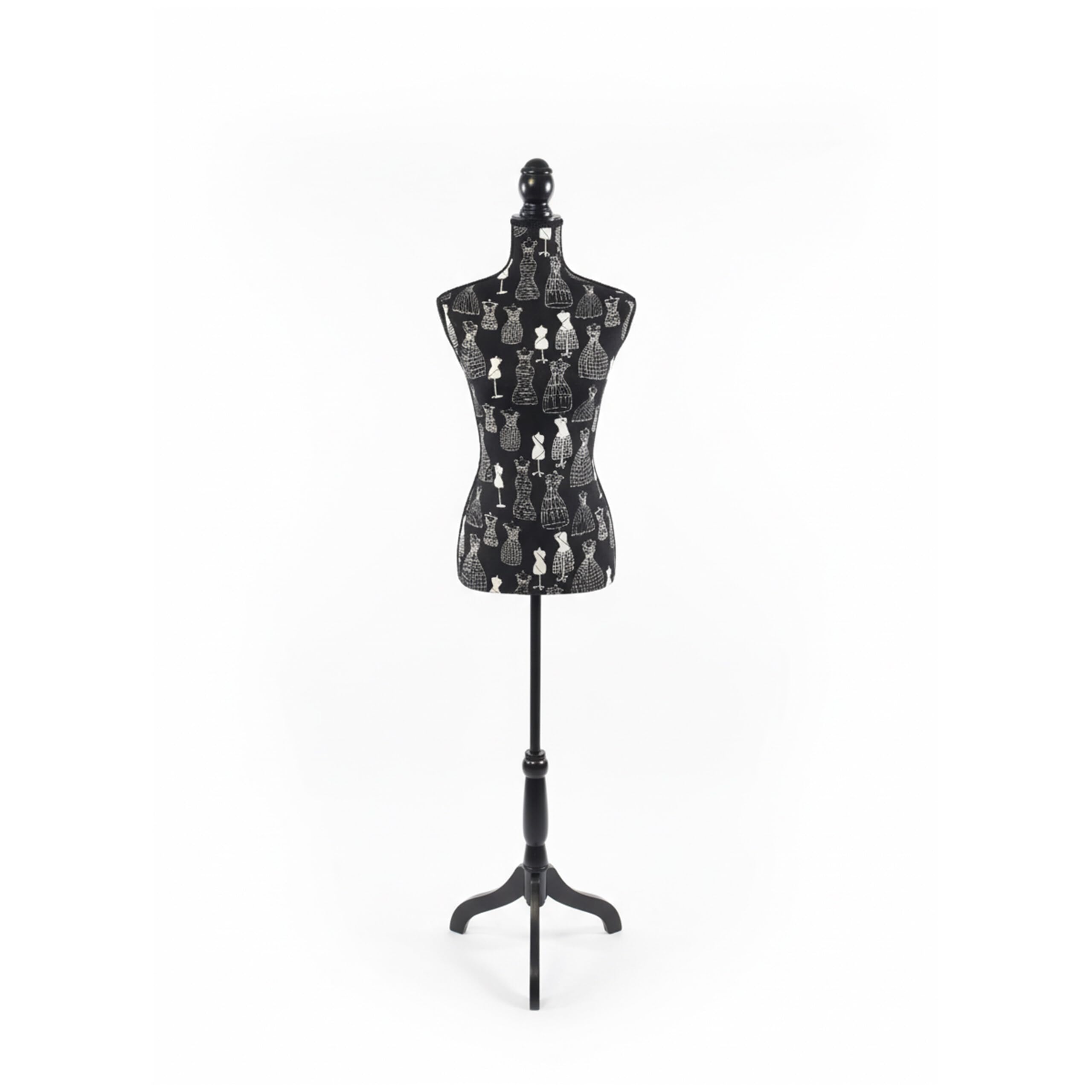 Relaxdays manichino da Sarto Donna, Taglia 36/​38, Regolabile 130–167 cm, Supporto in Legno, Nero/​Crema