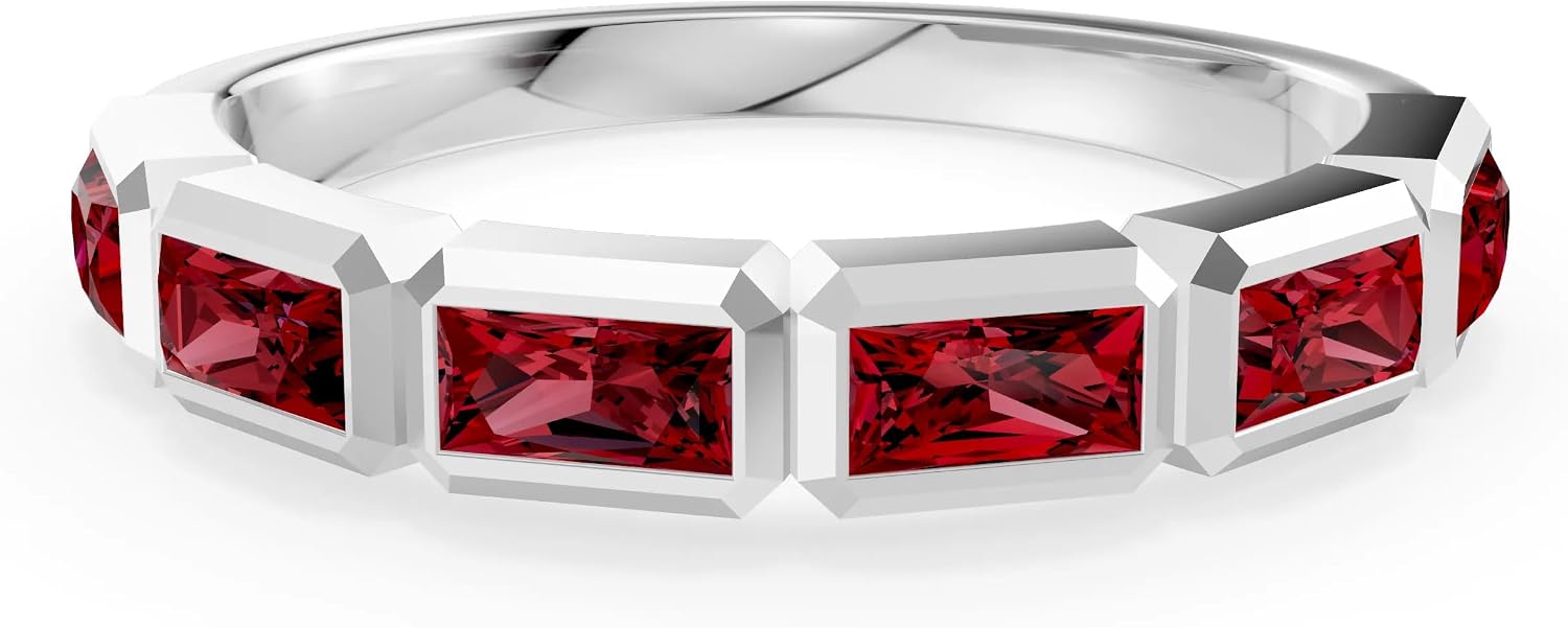 PEORA Baguette Cut Garnet Band Available in Solid 10K, 14K or 18K Ring – White, Yellow or Rose Gold