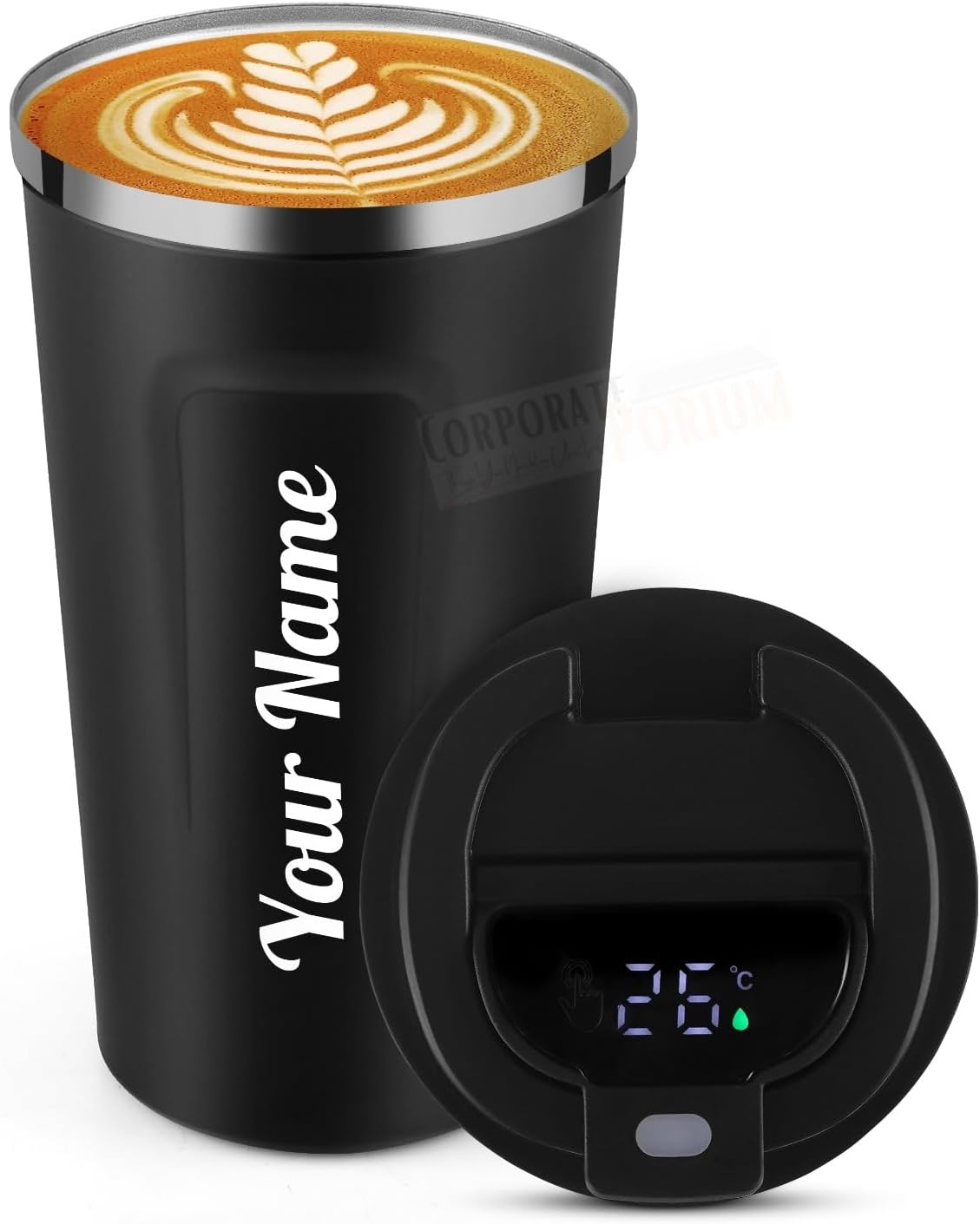 Sponsored Ad - Personalised Coffee Mug Cup Digital Display, Thermos Flasks, 510 ml, 316 Stainless Steel Travel Mug, Insulated Vacuum Diwali Gift, Leak-Proof Travel Mug with Lid for Coffee
