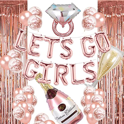 Western Let's Go Girls Bachelorette Party Decorations, Cowgirl Bride Shower Party Balloons, Rose Gold Fringe Curtains Ring Balloons For Bride To Be/Final Rodeo/Bridal Shower Party Decorations Supplies-Wild West #TOP5