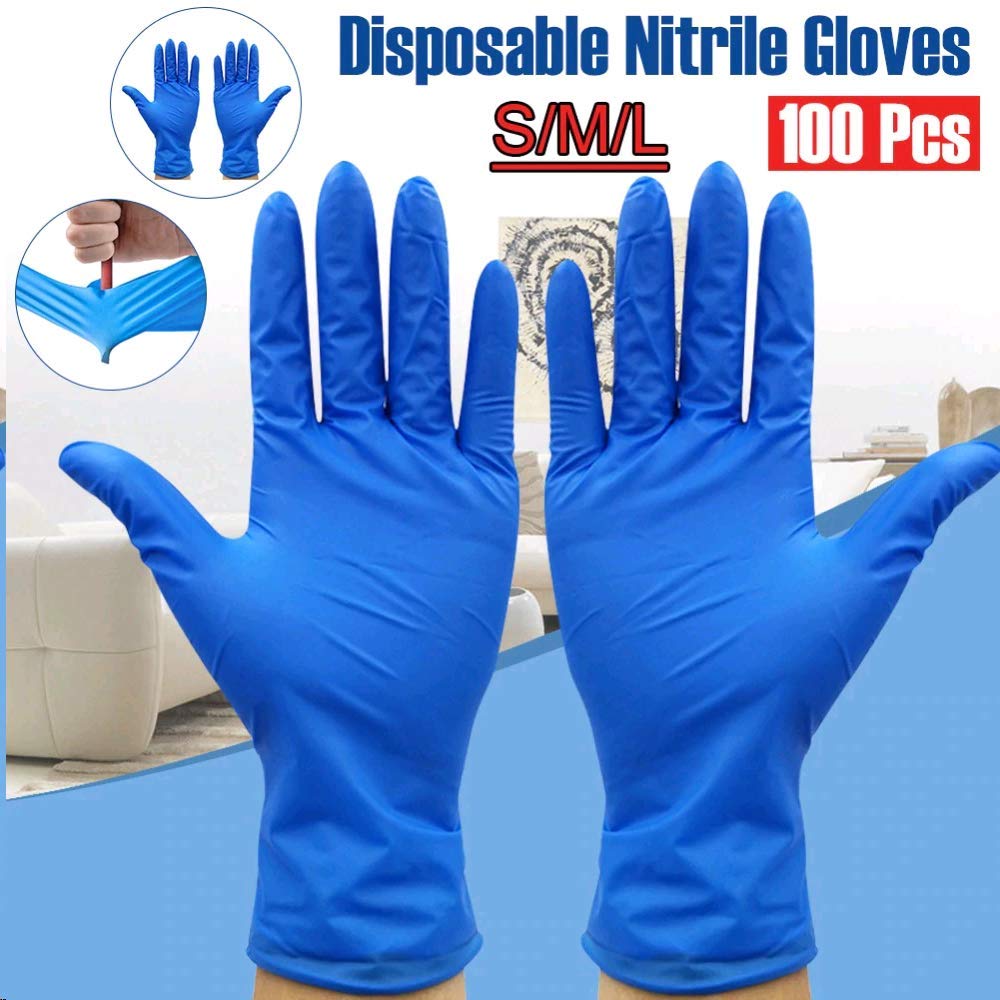 LightsEtc Nitrile Gloves, Box of 100, 3 Sizes, Powder Free, Latex Free, Textured, Disposable, Non-Sterile for Family, Small