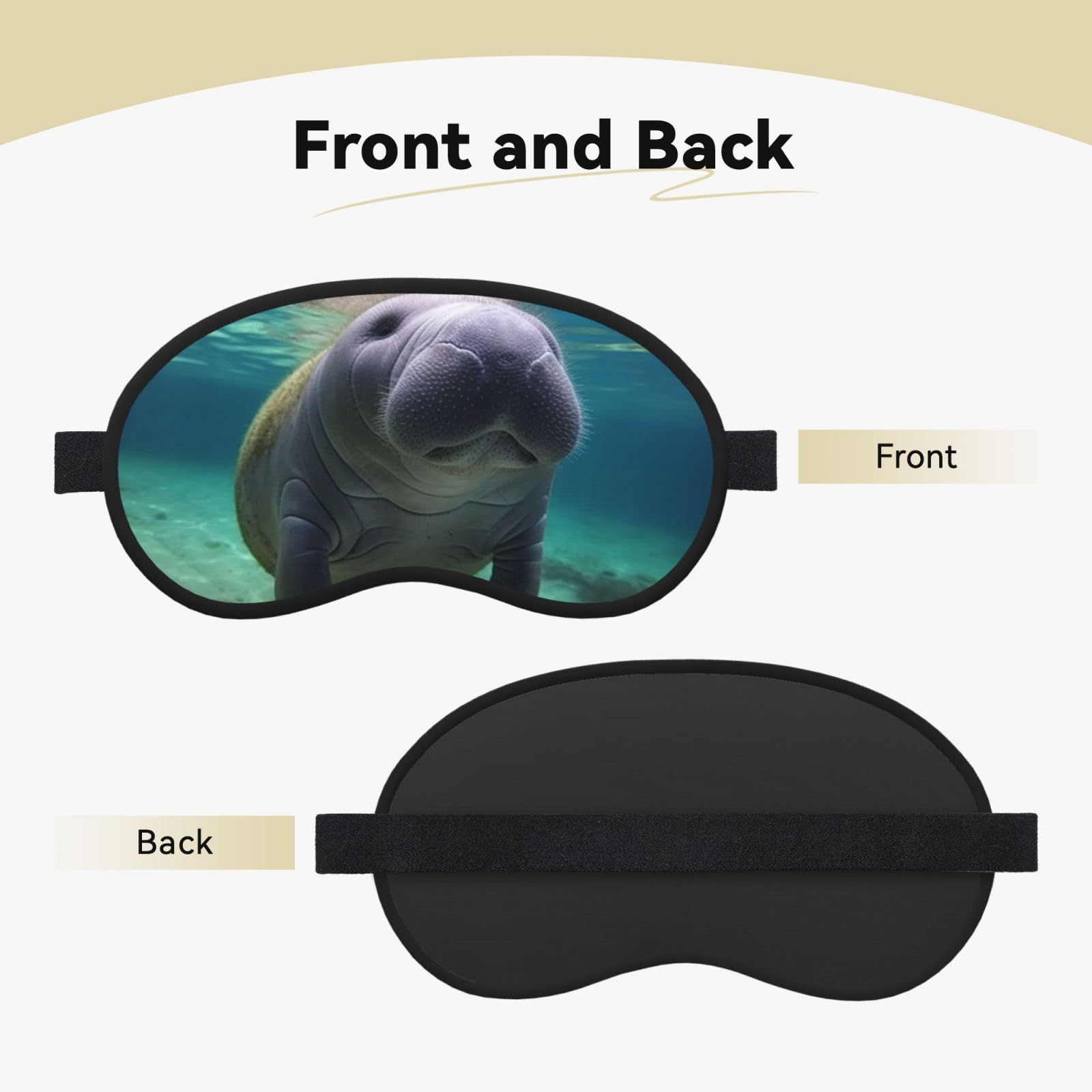 Sleep Mask for Side Sleeper Silk Sleeping Eye Masks with Elastic Strap Super Soft Eye Sleep Shade Cover Cute Sea Animal Manatee Blackout Night Blindfold for Women Men Travel