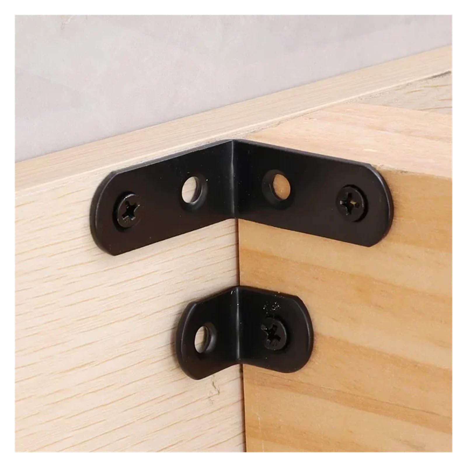 Metallo L codice angolo, Confezione da 10 staffe angolari a forma di L in ferro nero, supporto for mensole di diverse dimensioni(10pcs-2x2cm)