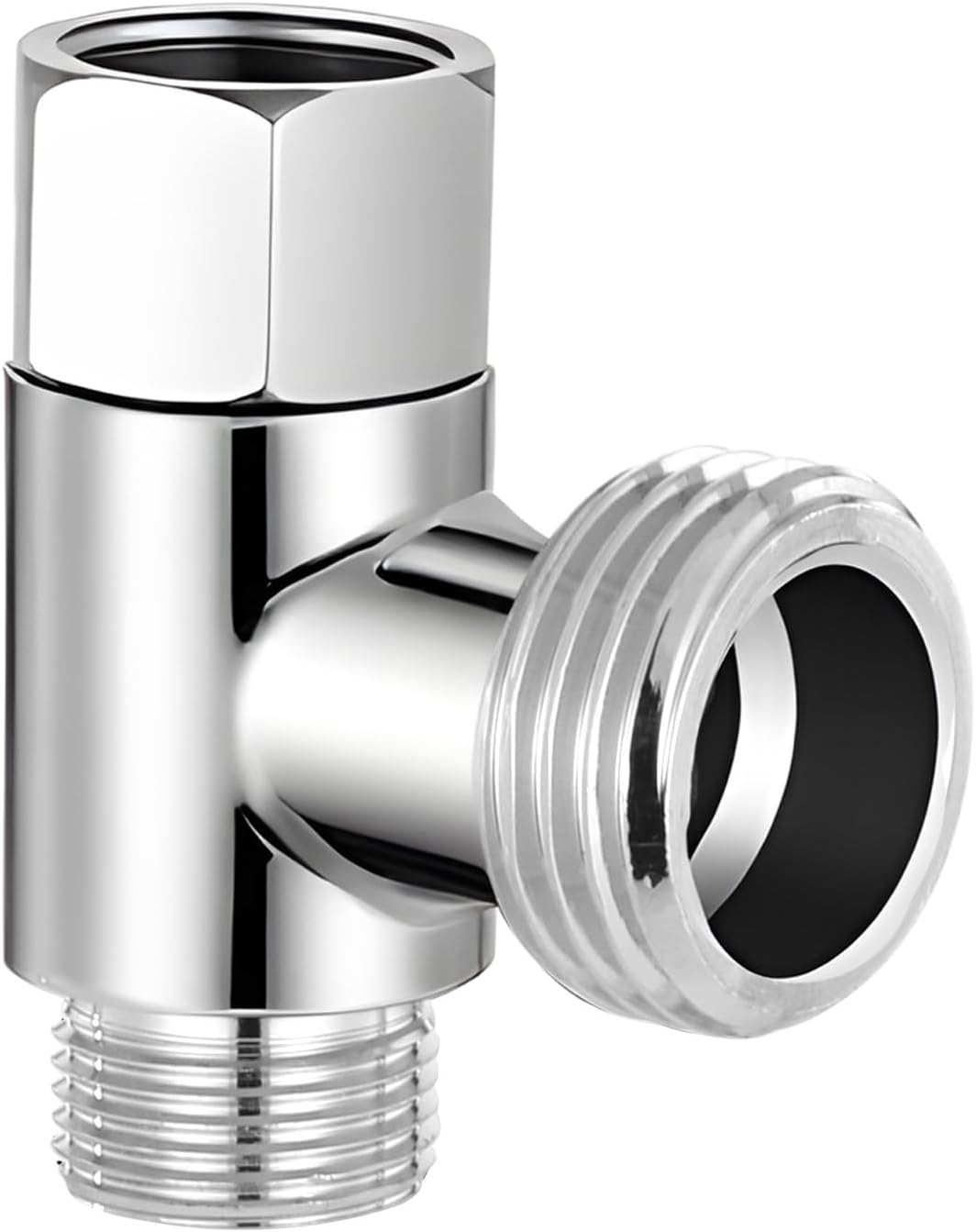 3/8 x 3/8 x 1/2 Compression Tee Connector, Stainless Steel T-Shaped 3 Way Water Line Splitter Adapter Angle Stop Valve Fitting for Bidet, Toilet, Faucet Installation
