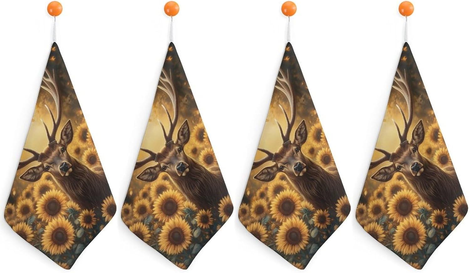 Deer Sunflower Towel Hand Towels Decorative Towel for Bathroom Kitchen Shower Gym 4PCS