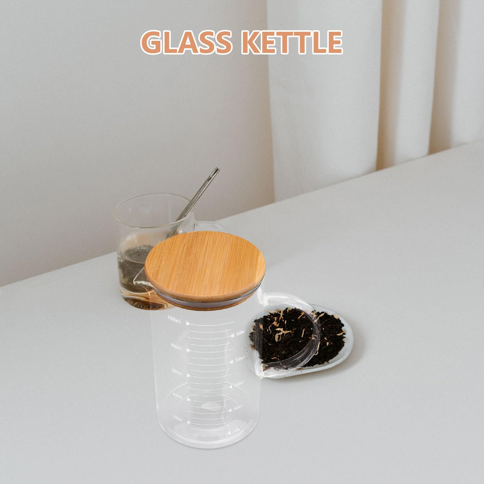 Jarra Medidora de Vidrio 1000 Ml con Tapa y Asa, Taza Medidora para Cocina con Graduación Precisa, Recipiente Medidor para Bebidas Frías y Calientes, Accesorios de Cocina