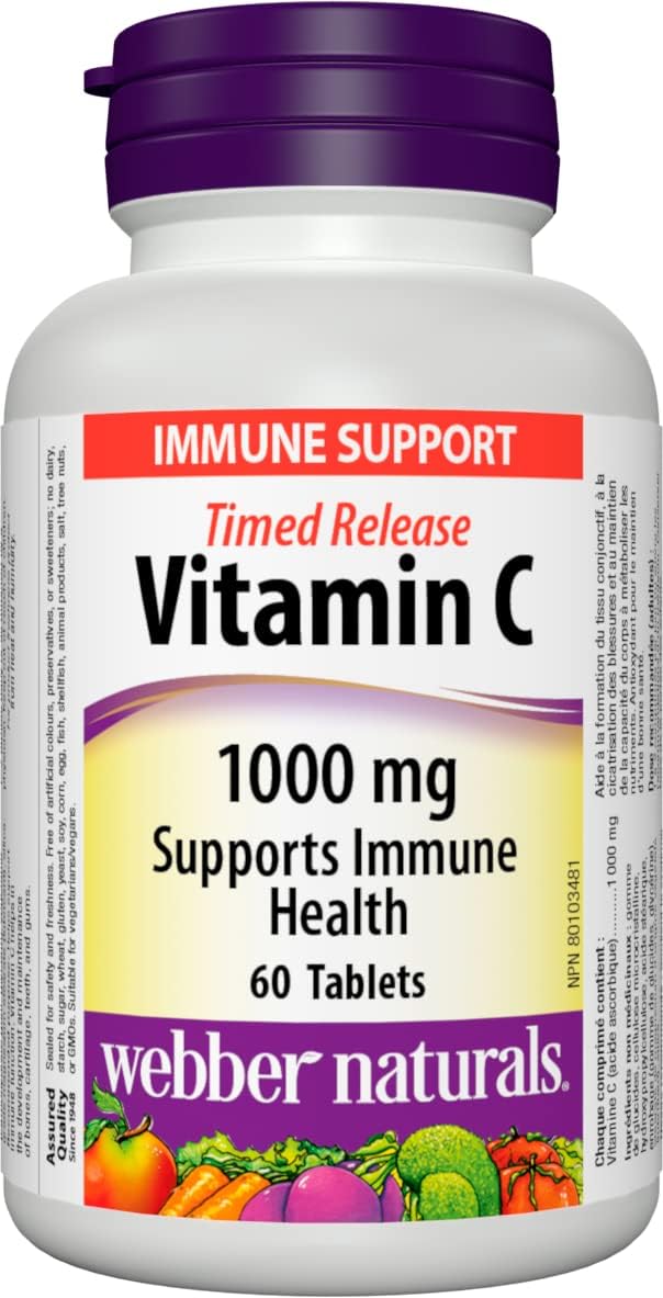 ber Naturals Vitamin C Timed Release 1000 mg, 60 Tablets, For Bones