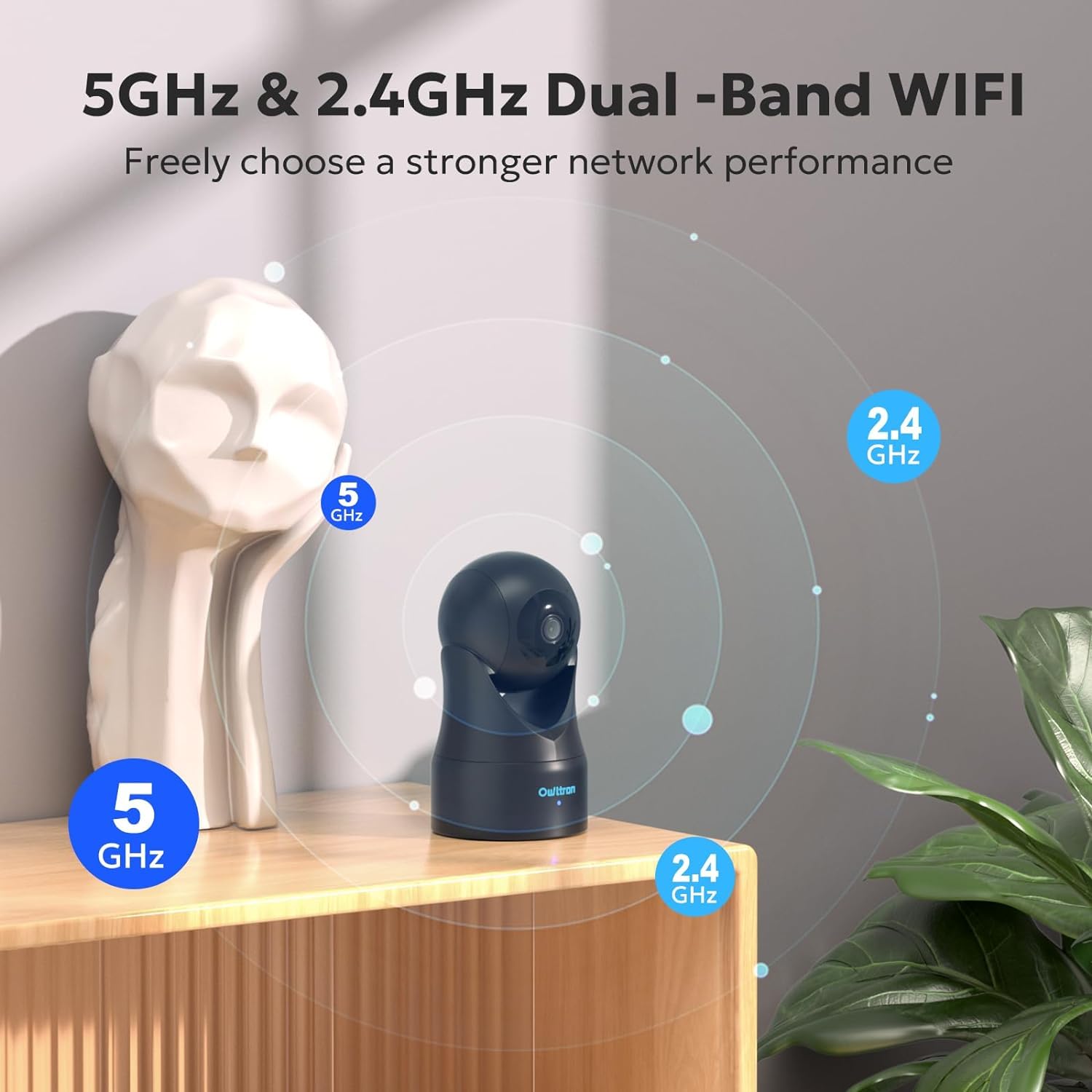 Owltron Telecamera WiFi Per Interni 1080P, Rotazione 360°, Tracciamento Automatico, Visione Notturna, Audio Bidirezionale, Per Casa E Animali - 5