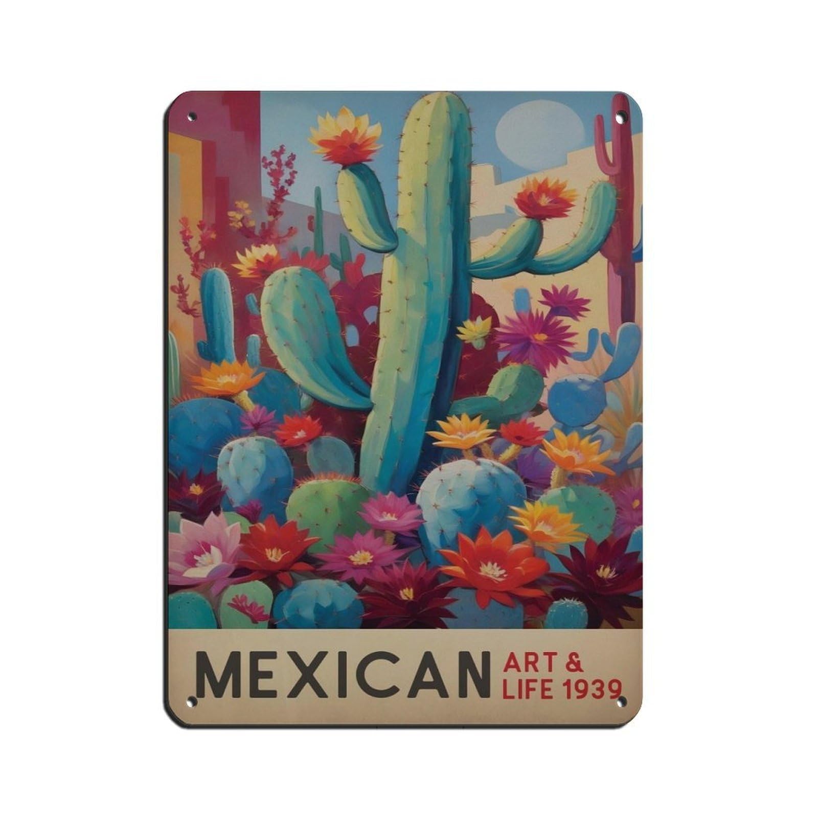 Mexican Life Culture Exhibition Poster (3) Retro Poster Metal Tin Sign Chic Art Retro Iron Painting Bar People Cave Cafe Family Garage Poster Wall Decoration 12x16inch(30x40cm)