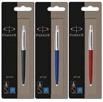 Parker Jotter 3 Colours - 1 Black + 1 Blue + 1 Red Ballpoint Pen