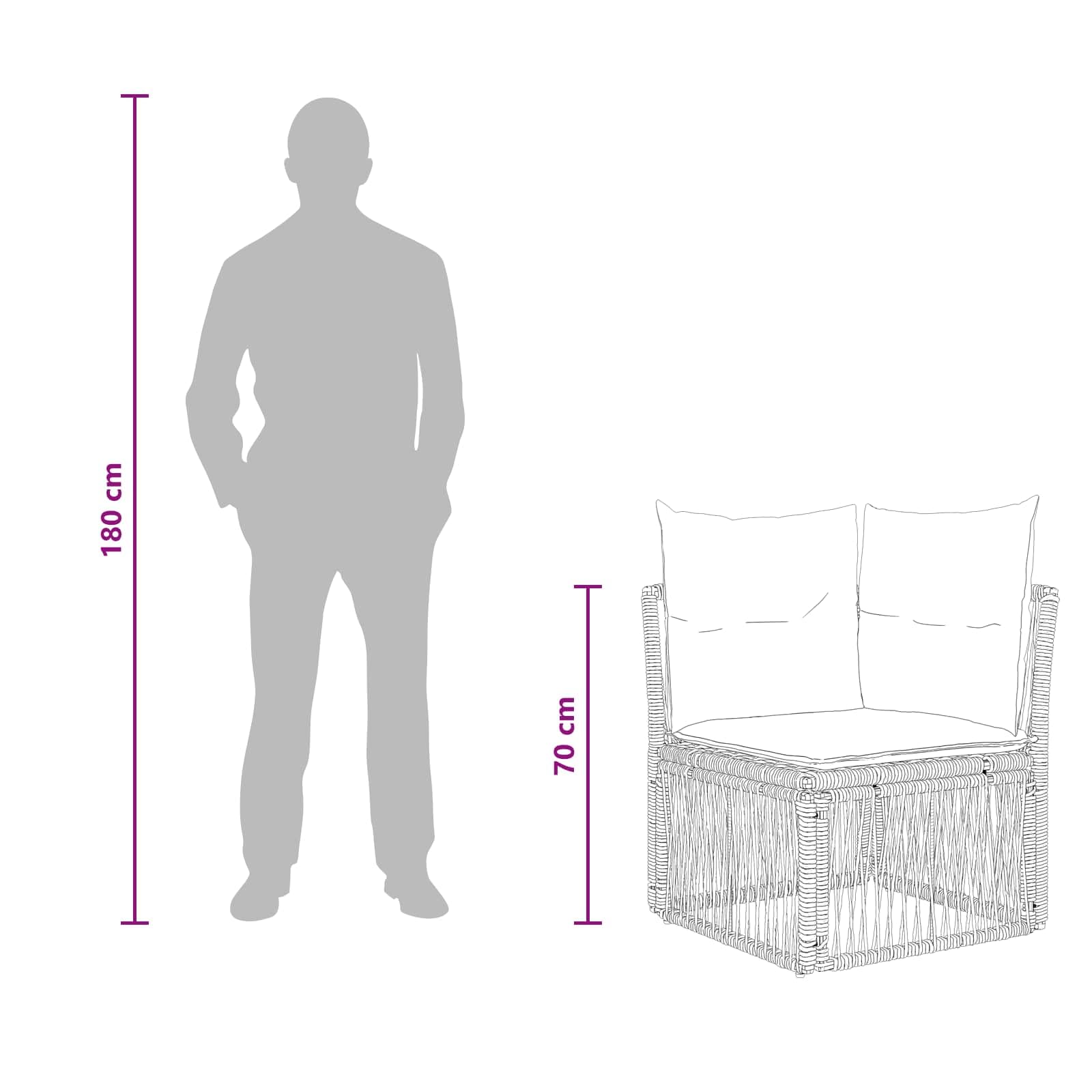 Ensemble de canapé de Jardin modulable 13 pcs Noir en polyrotin, Coussins d Assise et dossiers pour Salon extérieur terrasse Balcon, assises Confort 110 kg par siège