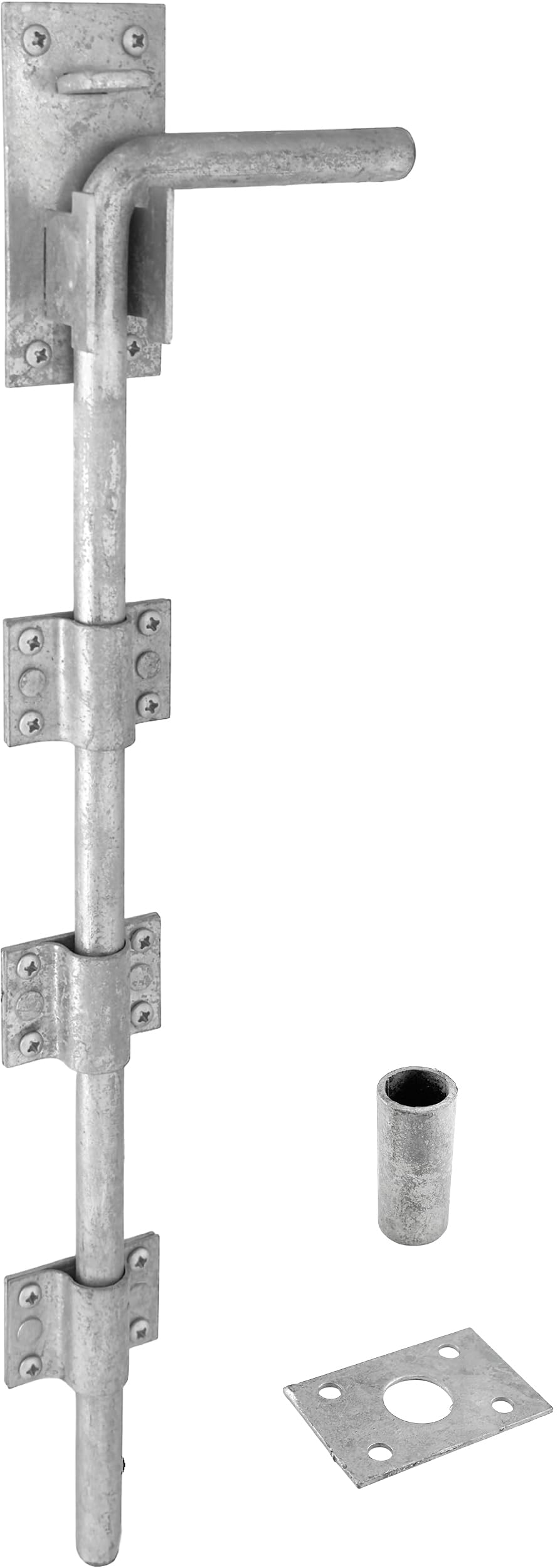 IRONTITE® Galvanised Gate Drop Bolt, Heavy Duty Gate Drop Bolts for Wooden Gates, Surface Mounted Gate Bolt Ideal for Garage Doors and Gates, 450mm (18").