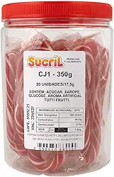 Pirulito de Bengala Comestivel Sabor Tutti Frutti Natal com Listras Vermelhas e Brancas Pote com aprox. 20 unidades 350g - bengala natalina