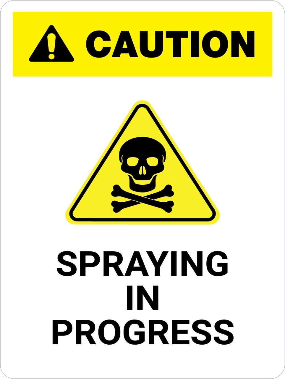 Spraying in Progress with Hazard Icon Portrait - Wall Sign Sign Board Water Proof singnature Board Water Proof Board (Foam Board)