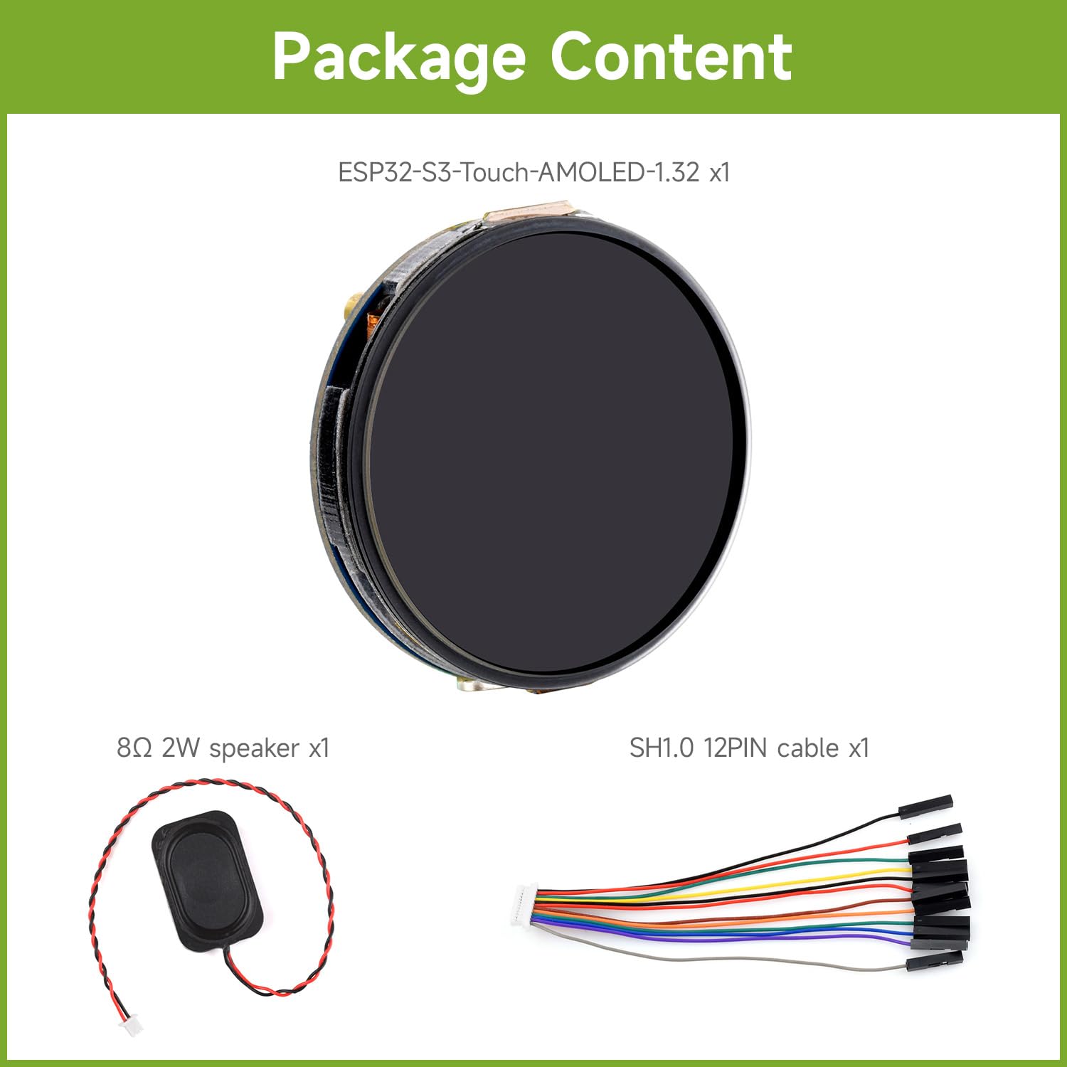 Waveshare ESP32-S3 1.32inch AMOLED Round Touch Display Development Board, 466x466 Pixels, QSPI Interface, Supports Wi-Fi and BT 5