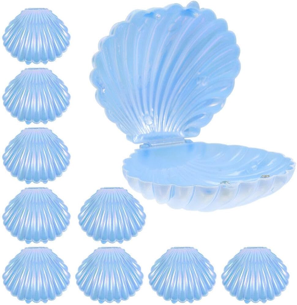 Hemoton Seashell Candy Boxes 3-Pack Mini Plastic Shell Containers 3.58X3.03X1.77In Party Favor Holders for Wedding Birthday Jewelry Storage