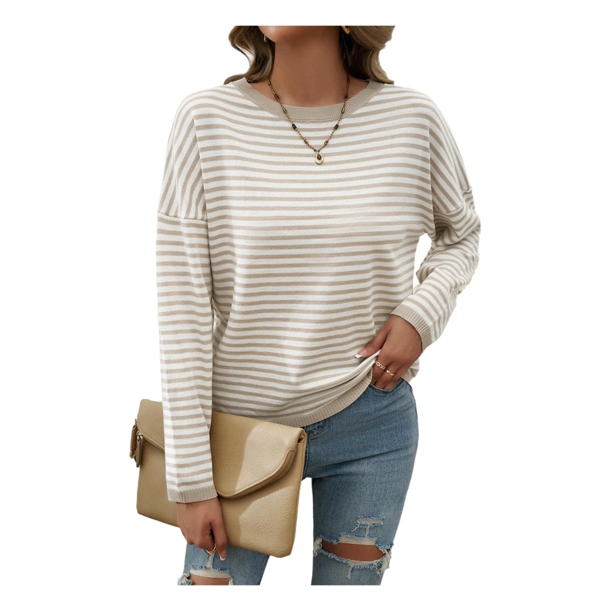Maglioni da Donna Top Autunnali E Invernali Femminili, Eleganti A Strisce Rottate Casual, Autunno Inverno