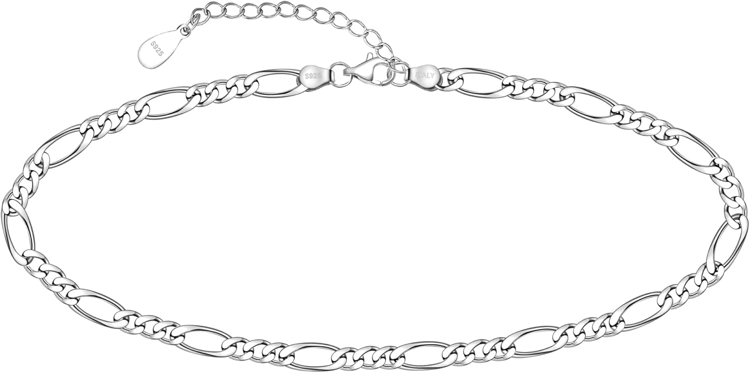 CHIC & ARTSY 925 Sterling Silver Ankle Bracelets for Women, Adjustable Double Layer Chain Anklets, Minimalist Lightweight Foot Jewelry for Beach & Everyday Wear