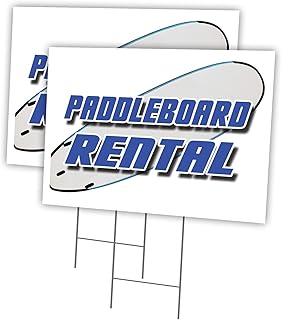 PADDLE BOARD RENTAL 2 Pack Of 12" x 16" Yard Sign & Stake | Advertise Your Business | Stake Included Image On Both Sides | Made in The USA