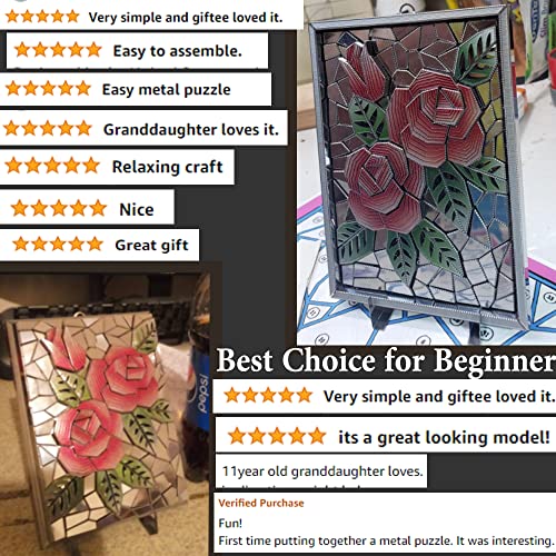 3D Metal Puzzle, Microworld Rose Flower Photo Frame Metal Model Kit, Diy 3D Puzzle For Adult, Brain Teaser Art Craft Home Decor Gift Toys For Teen #TOP6
