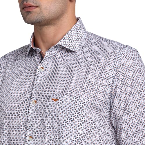 Image of Park Avenue Men's Print Pattern Slim Fit Pure Cotton Full Sleeve Cut Away Collar Casual Shirt