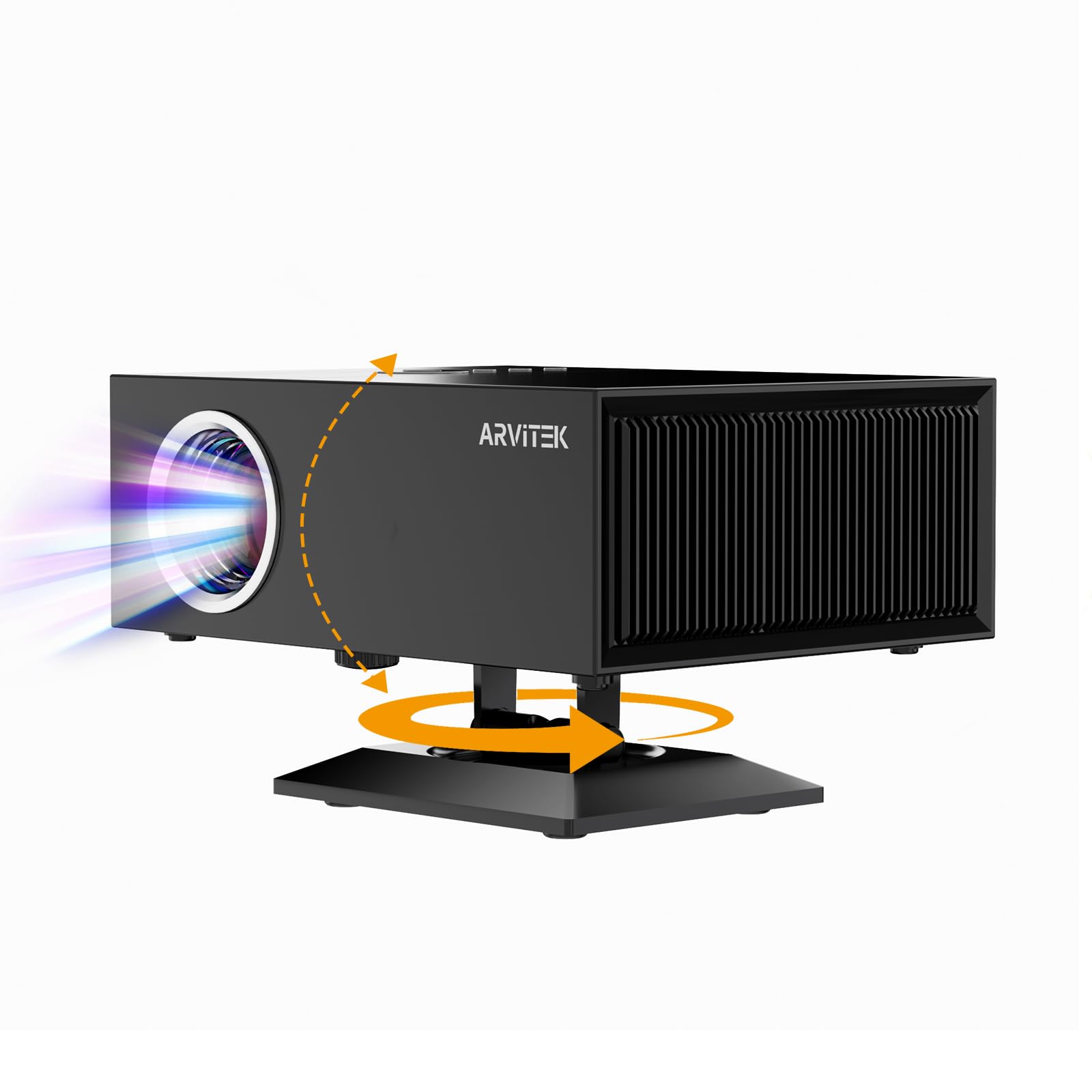 Automatyczne ustawianie ostrości: inteligentny projektor z WiFi i Bluetooth, zoomem i keystone, przenośny projektor filmowy 1080p z regulowaną podstawką 360°, obsługa 4K do kina domowego, sypialni