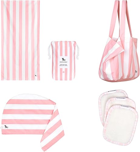 Dock & Bay Paquete imprescindible de viaje  Toalla de playa de secado rápido, toalla para envolver el cabello, removedor de maquillaje reutilizable