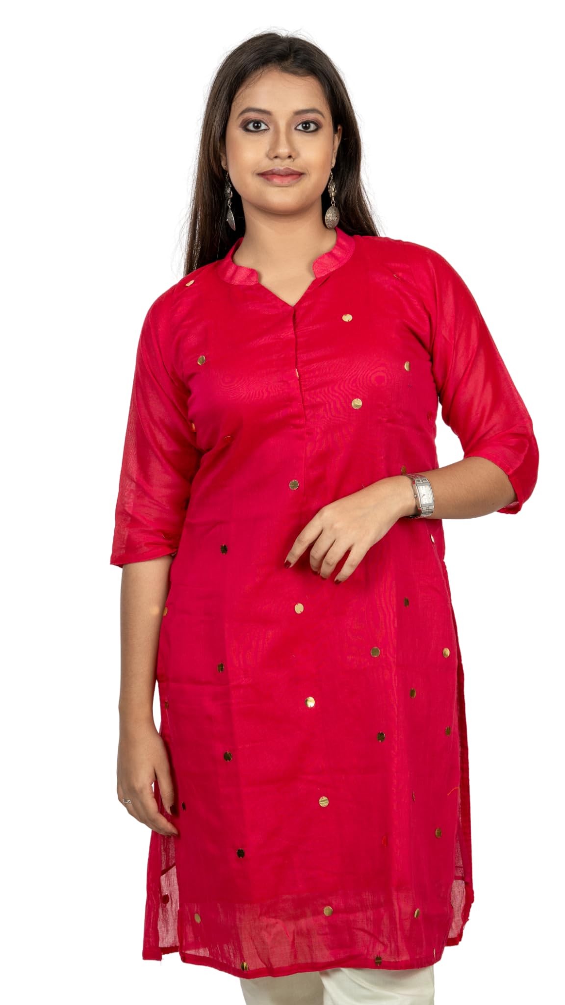 Pure Cotton Kurti for Women | Soft, Lightweight & Breathable Elegant Embellished Straight Kurta-image-45