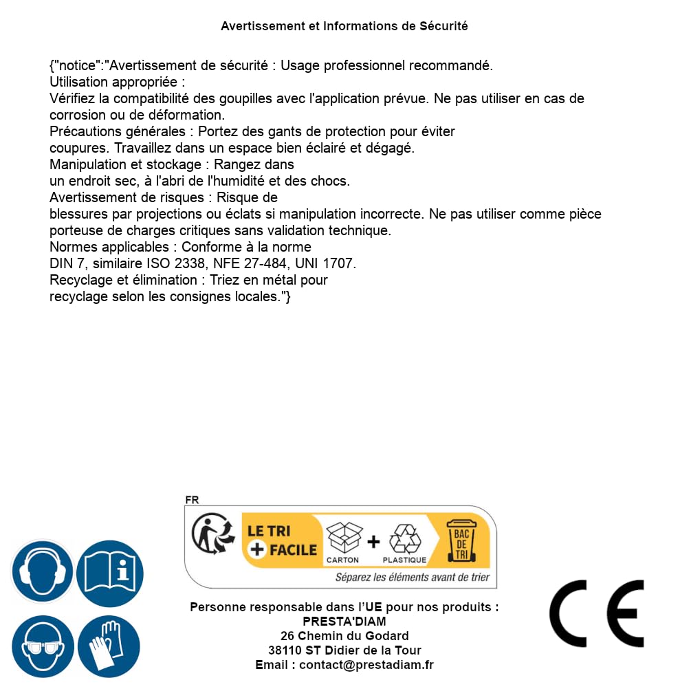 50 pasadores cilíndricos 10 x 60 mm - DIN 7 - ISO 2338 - NFE27-484 - UNI 1707 - Inox A1 - D-Work