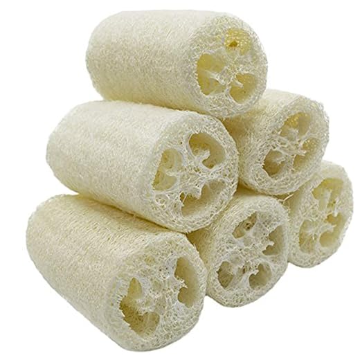 100% Natural 6 Pack of 4 inch Loofahs, Serdokntbig SPA Exfoliating Scrubber for Skin Care in Bath, Best Luffa Body Scrub Sponge, Remove Dead Skin