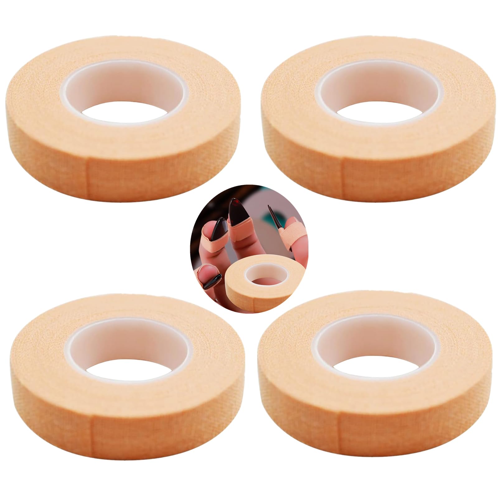 FJYXCHENXM Guitar Tape for Fingers, Nail Picks Finger Protector 400cm Complexion Soft Finger Adhesive Tape Roll Replacement for Chinese Guzheng Finger Picks, Pack of 4