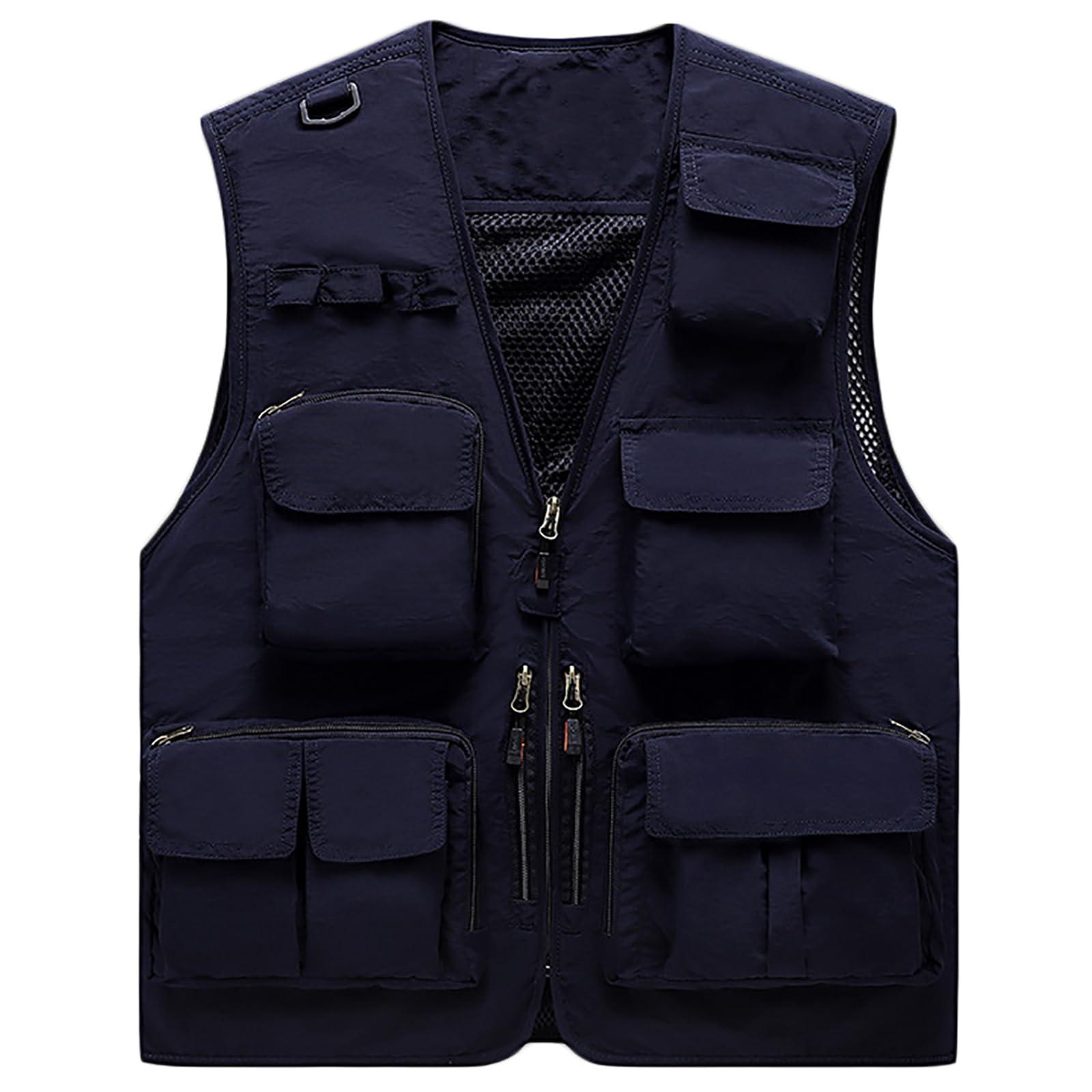 Hombres Chaleco de Pesca Respirable Exterior Chaleco de Caza para Acampar con Multibolsillos Secado Rápido(Size:3XL,Color:Azul)