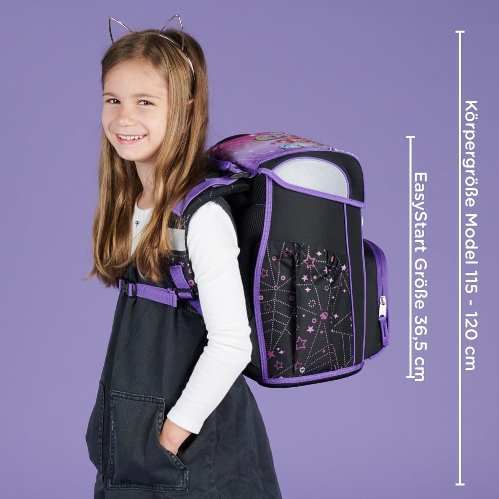 Scooli Schulranzen 1.Klasse Mädchen EasyStart Schulranzen-Set geeignet für Monster High-Fans (9tlg. mit Sporttasche, Brotdose, Trinkflasche, passend Schultüte)