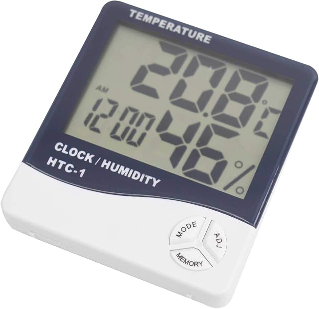 DIGIFLEX Digital LCD Temperature and Humidity Meter Clock Alarm