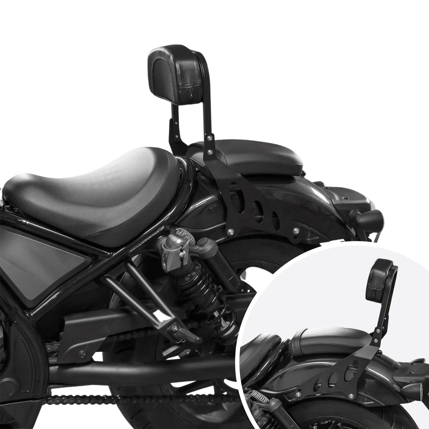 Respaldo vertical desmontable para conductor y pasajero de motocicleta para Rebel 1100, respaldo de cuero para asiento, compatible con Rebel CMX1100 CM1100 CMX CM 1100 2021-2024