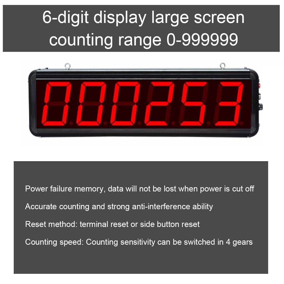 JOSBY Contatore Oggetti Trasparenti Colorati, Contatore Digitale LED a 6 Cifre da 4 Pollici, Gamma di Conteggio e Regolazione 30-300 mm 0-999999, Attrezzatura Industriale Intelligente, per Officine