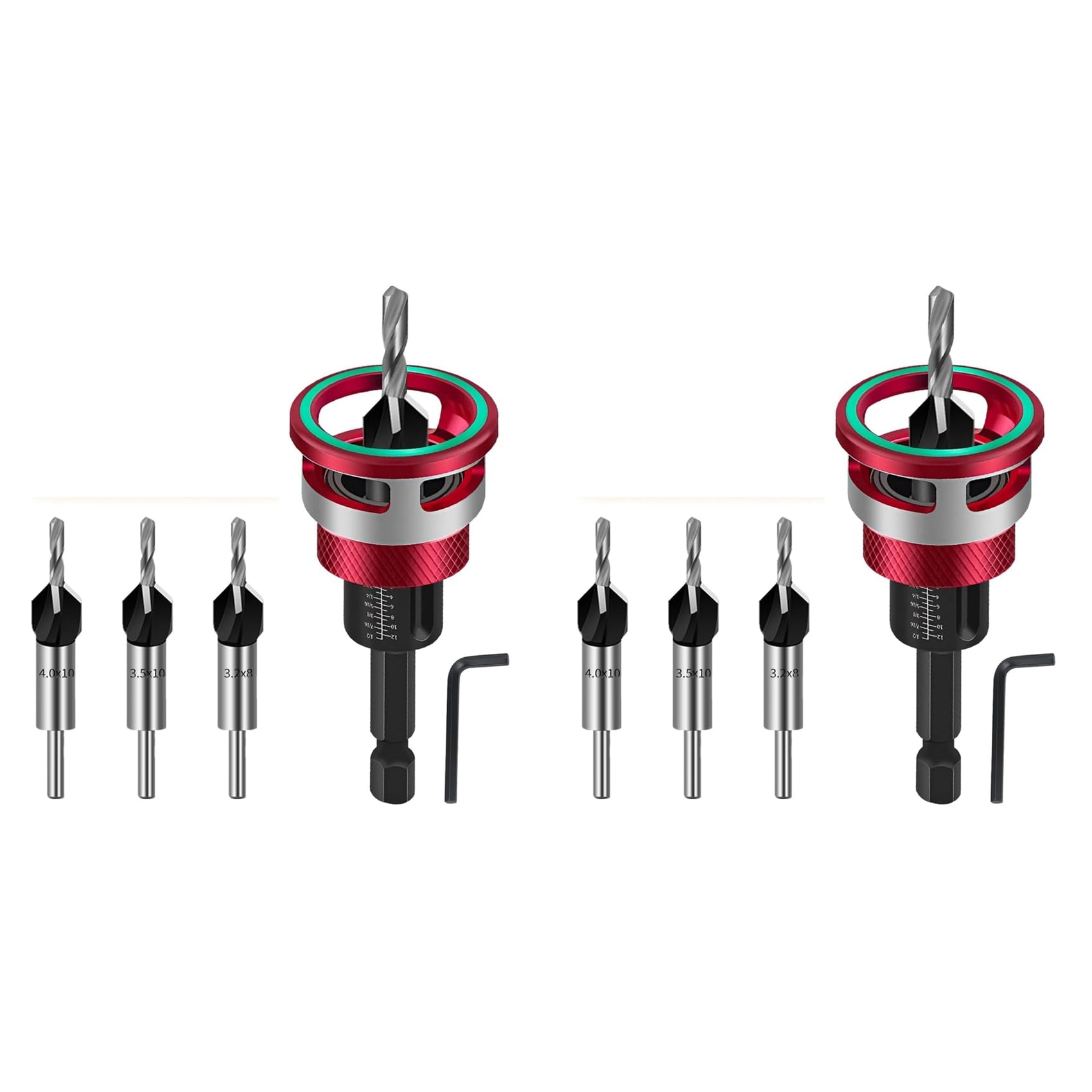 Jnchdghwa As Shown 2X Countersink Drill Bit Set 6-Piece Countersink Wood Drill Bit With Depth Stop, Drilling For Woodworking