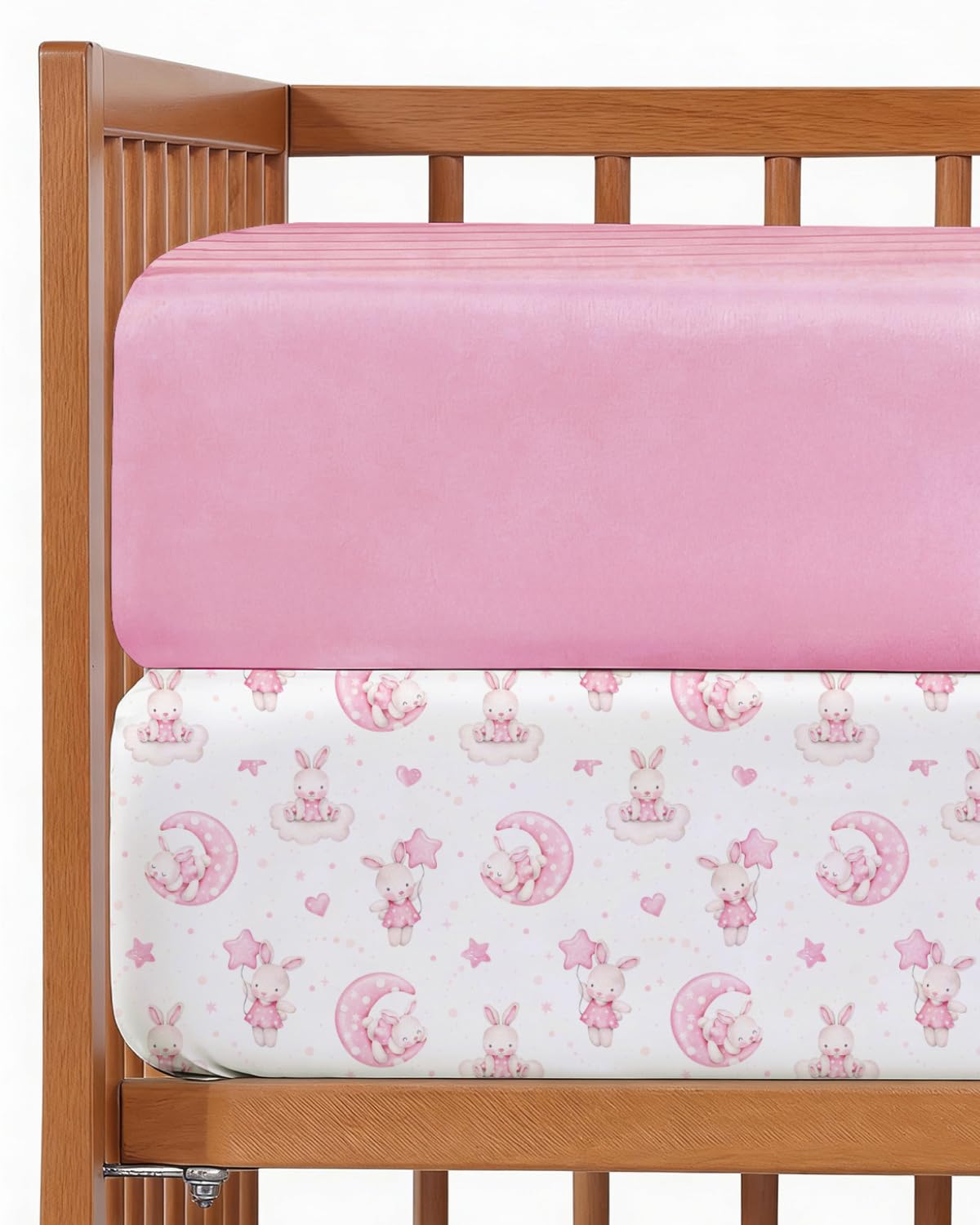 Baby Crib Sheets - Pack of 2 Fitted Sheets for Standard Crib - Bunny Dream