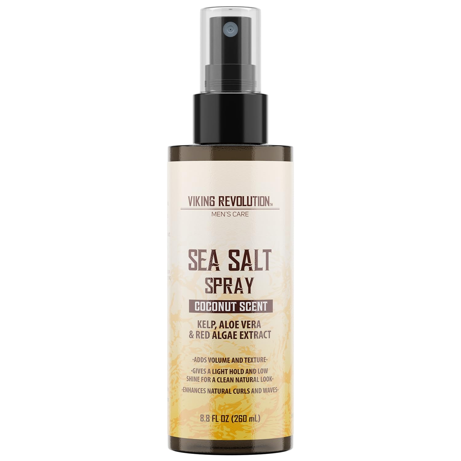 Viking Revolution Coconut Sea Salt Hair Spray for Men - 260 ml - Texturizing With Kelp, Aloe Vera & Red Algae Extract - Surf Spray for Volume & Texture - Gifts for Men