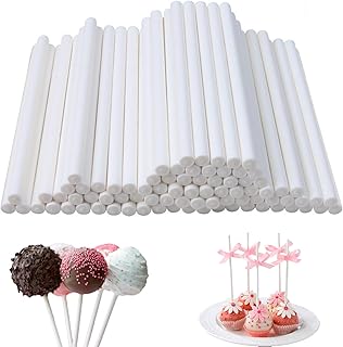 WEBBYBEAR 200 Pcs 6 Inch White Paper Lollipop Sticks, Cake Pop Sticks, Cake Pops Making Tools for Candies, Rainbow Candy, ...