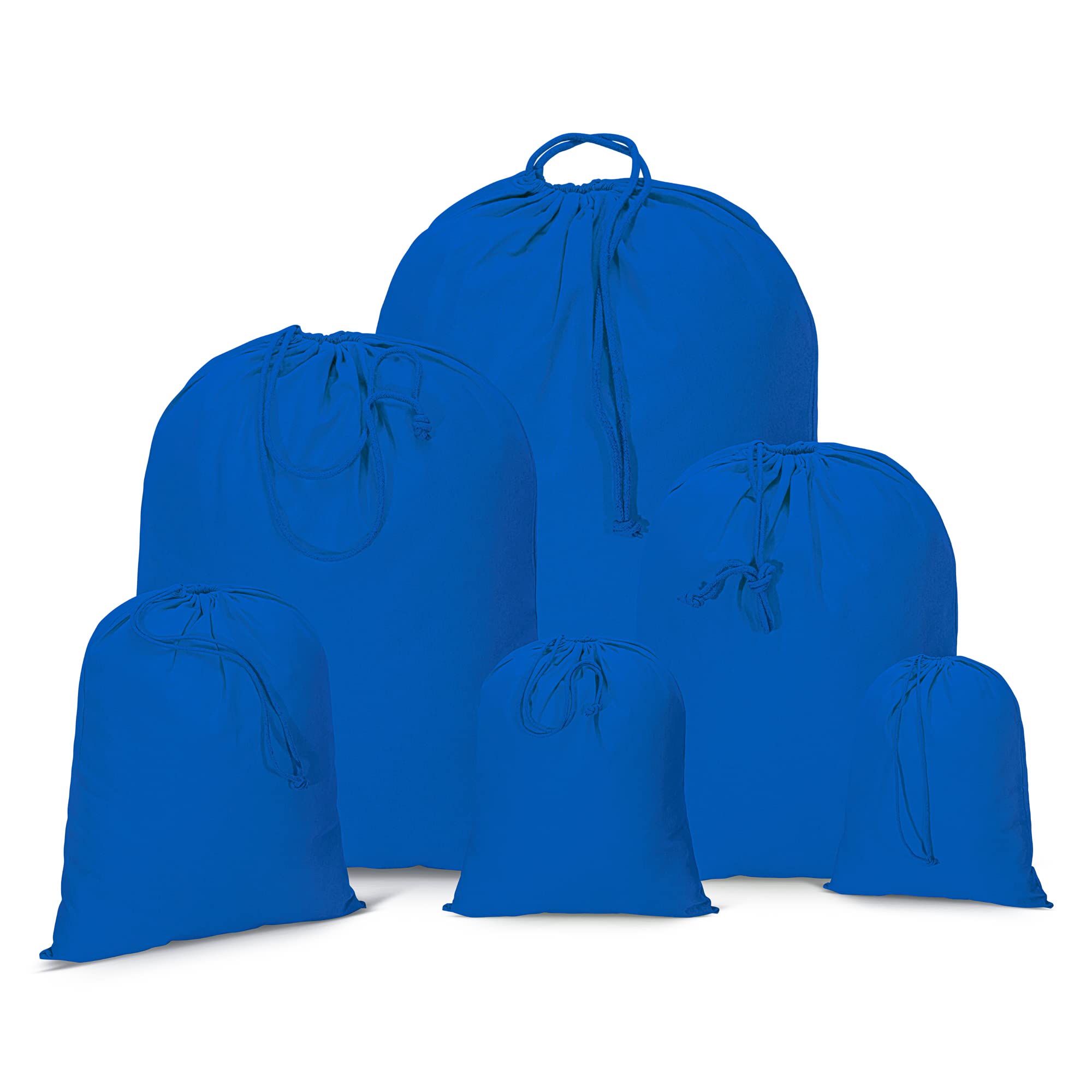 IMFAA Large(40x50) Drawstring Laundry Sack, Stocking, Storage, Muslin 100% Cotton Shopping Bags. (Pack-50, Blue)