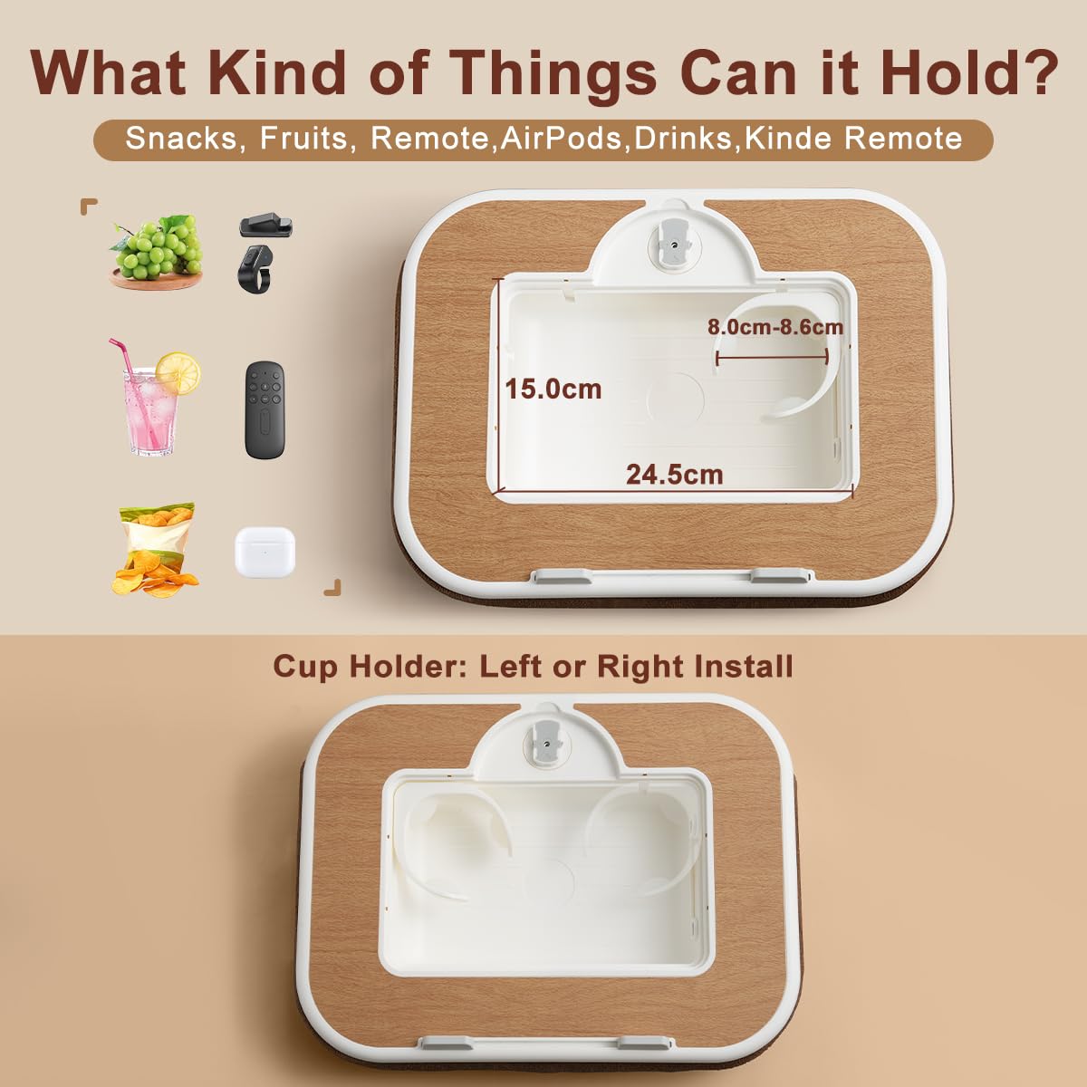 Tablet Pillow Stand,Phone Holder for Bed,Laptop Lap Desk with Snack Bowl,360° Rotating Clip Compatible with 4.7-13" iPad/Kindle/Phone,11-15" Laptop,Hands-Free Reading and Relaxation on Bed(): Wood Grain