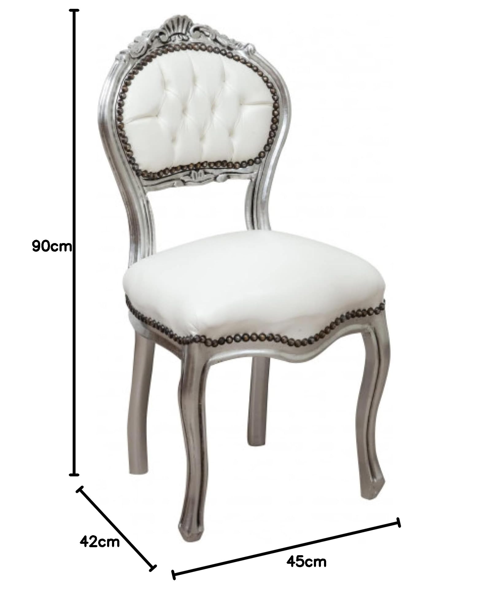 Set 2 Sedie In Policarbonato Stile Barocco – 53x50x97,5 Cm, Plastica Resistente, Per Interni Ed Esterni, Cerimonie E Ristoranti