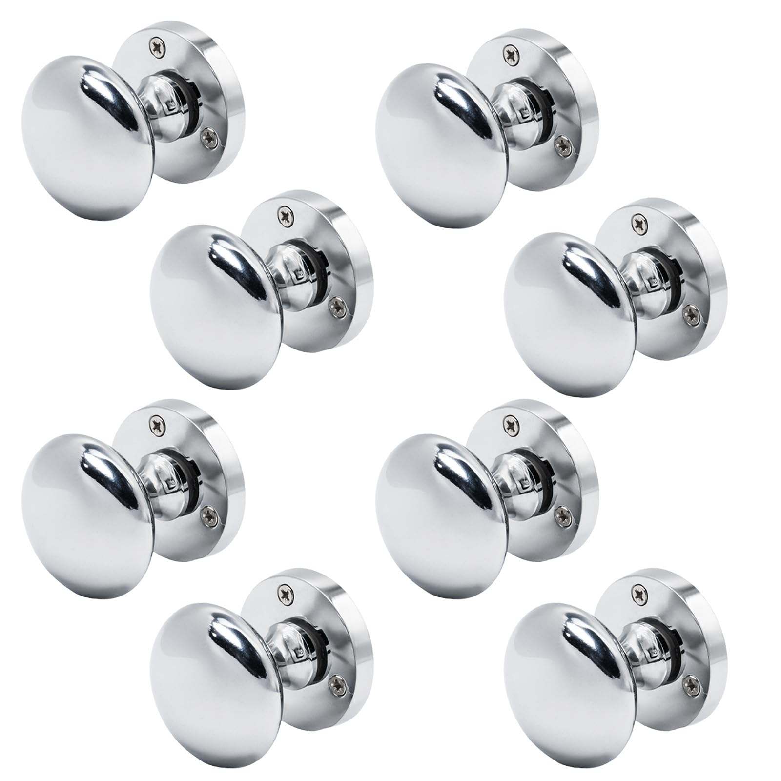 EAI Chrome Door Knobs - 4 Pairs of Polished Chrome Victorian Mortice Knobs (55mm) for Internal Doors