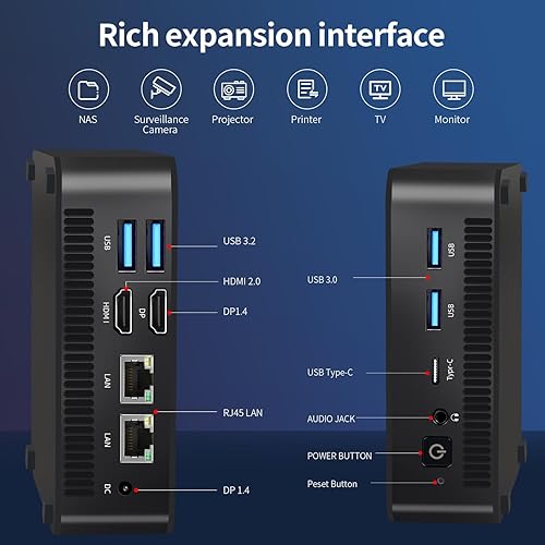 Miniatura 6 de Mini PC para juegos de doble LAN Intel 12 generación Alder Lake - N100(hasta 3.4 GHz) Micro computadora, 16 GB DDR4 RAM 512 GB SSD Mini escritorio