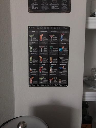 Miniatura 8 de Cartel de metal retro vintage para menú de cóctel, arte de pared de Pub Bar 12 x 8 pulgadas (coctel)
